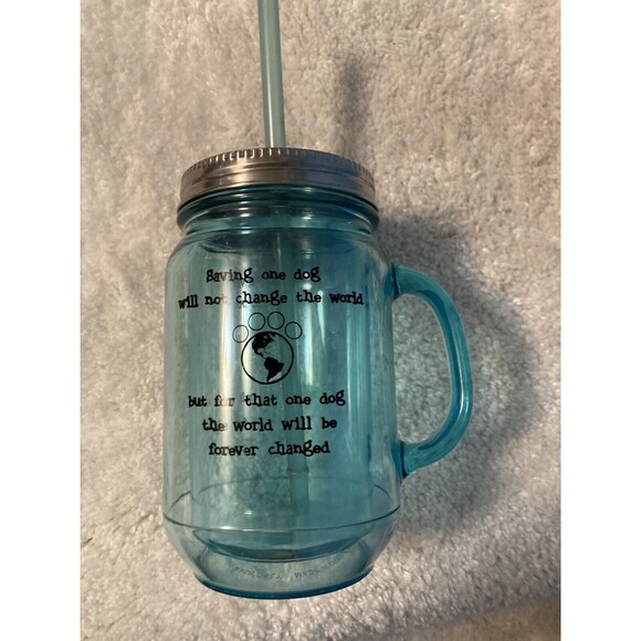 Dog Speak Mason Jar Styled Insulated 20 oz Mug - Saving One Dog... - Picture 2 of 9